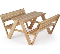 COSTWAY Table de pique-nique pour enfants, salon d'extérieur pour enfants avec table et 2 bancs, ensemble de sièges pour enfants jusqu'à 4 enfants, meubles de jardin en bois à partir de 3 ans