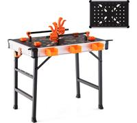 COSTWAY Table de travail pliante, établi avec 2 pinces rapides, 4 crochets de serrage, 3 boîtes à outils, établi jusqu'à 454kg