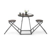 COSTWAY Table Haute Cuisine avec Tabouret, Table Bar Industrielle Pliable, Mange Debout 2 Personnes Compact pour Cuisine, Salle à Manger, Salon, Bistro