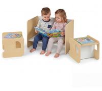 COSTWAY, table multifonctionnelle 6 en 1 pour enfants, ensemble table et chaise avec tableau et étagère, table de dessin avec rangement, table de jeux, ensemble de sièges pour enfants à partir de 3 an