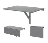 COSTWAY Table Murale Pliante en Bois 80 x 60 x 45 cm - Table de Travail Multifonctionnelle pour Cuisine et Salon Gris