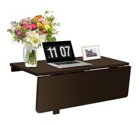 COSTWAY Table Murale Rabattable - plataux Pliable 80×60 cm (L x l)-Meuble Foyers pour Etudiants, Appartements, Cuisine Marron