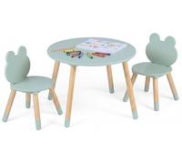COSTWAY : table pour enfants avec 2 chaises, ensemble de 3 pièces avec pieds en pin, ensemble table et chaises pour enfants, table de dessin pour enfants à partir de 3 ans, vert
