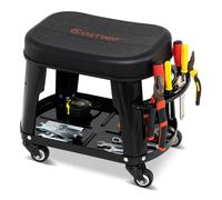 COSTWAY Tabouret d'Atelier Roulant avec Plateau à Outils 4 Roues Universelles Charge 136 kg, pour Garage Atelier, 44 x 27 x 35 cm