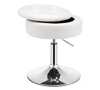 COSTWAY Tabouret de Coiffeuse Pivotante Hauteur Réglable 51-66 CM, Tabouret de Maquillage Couvercle Amovible Rangement Caché, pour Salon, Bureau, Barbier, Noir/Blanc/Rose(Modèle 1, Blanc)