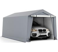 COSTWAY Tente de garage Carport, Dimensions : 490 x 290 x 245 cm, Tente de garage avec porte, Tente de pâturage Tente de stockage Garage Abri, Abri voiture