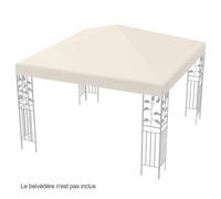 COSTWAY Toile de Toit de Rechange 3 x 3 M Protection Solaire Bâche pour Tonnelle en Polyester pour Jardin Plage Parc Beige