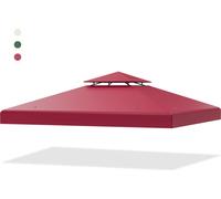 COSTWAY Toit de rechange 3x3m pour pavillon, double toit de pavillon Housse de rechange avec trous d'évacuation & Velcro, couverture de pavillon (rouge vin)