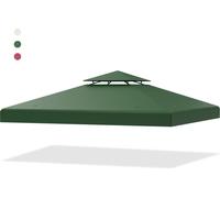COSTWAY Toit de rechange 3x3m pour pavillon, double toit de pavillon Housse de rechange avec trous d'évacuation & Velcro, couverture de pavillon (vert foncé)