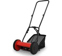 COSTWAY Tondeuse à cylindre, tondeuse à gazon manuelle avec largeur de coupe de 30cm, panier de ramassage de 18,5L & réglage de la hauteur de coupe de 15-40mm, tondeuse manuelle avec 5 lames