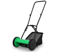 COSTWAY Tondeuse à cylindre, tondeuse à gazon manuelle avec largeur de coupe de 30cm, panier de ramassage de 18,5L & réglage de la hauteur de coupe de 15-40mm, tondeuse manuelle avec 5 lames