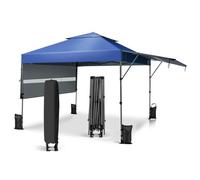 COSTWAY Tonnelle de Jardin Barnum Instantanée 3x3m avec Double Auvents 1,25x3cm Imperméable Sac à Roulettes Hauteurs Réglable Bleu