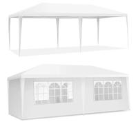 COSTWAY Tonnelle de Jardin Imperméable 3x6M-6 Parois Amovibles-Fenêtre Transparente-2 Entrées de Porte-Fêtes,Mariage,BBQ de Plage
