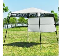 COSTWAY Tonnelle de Jardin Pliante 182 x 182 cm Protection Solaire 2 Hauteurs avec Demi-paroi Latérale Sac Portable pour Fête Blanc