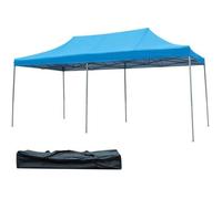 COSTWAY Tonnelle de Jardin Pliante 3 x 3M-Sac de Transport à Roulettes-3 Hauteurs-6 à 8 Personnes-Tissu Oxford Imperméable-Bleu