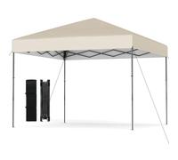 COSTWAY Tonnelle Pliante 3x3 m, Tente de Jardin Pliable avec Sac de Transport Portable 8 Piquets 4 Cordes à Vent Installation Facile, Barnum Imperméable pour Marché Patio Camping (Beige)