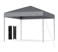 COSTWAY Tonnelle Pliante 3x3 m, Tente de Jardin Pliable avec Sac de Transport Portable 8 Piquets 4 Cordes à Vent Installation Facile, Barnum Imperméable pour Marché Patio Camping (Gris)