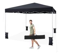 COSTWAY Tonnelle Pliante 3x3 m, Tonnelle de Jardin Pop Up, Sac de Transport, Structure Métallique, 8 Piquet de Tente, 4 Sacs de Sable, Barnum Pliant Exterieur, pour Camping Fête (Noir)