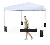 COSTWAY Tonnelle Pliante 3x3 m, Tonnelle de Jardin Pop Up, Sac de Transport, Structure Métallique, 8 Piquet de Tente, 4 Sacs de Sable, Barnum Pliant Exterieur, pour Camping Fête (Blanc)