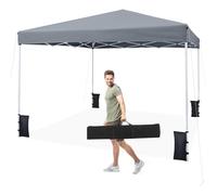COSTWAY Tonnelle Pliante 3x3 m, Tonnelle de Jardin Pop Up, Sac de Transport, Structure Métallique, 8 Piquet de Tente, 4 Sacs de Sable, Barnum Pliant Exterieur, pour Camping Fête (Gris)