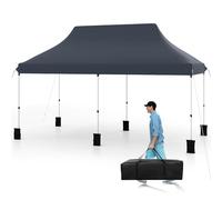 COSTWAY Tonnelle Pliante 3x6 m, Pop-up Tente de Fête Protection Solaire 3 Hauteurs 296/306/316 cm avec Sac de Rangement 6 Sacs de Sable, Barnum Imperméable pour Jardin Marché Patio Camping (Noir)