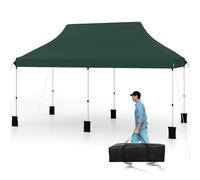 COSTWAY Tonnelle Pliante 3x6 m, Pop-up Tente de Fête Protection Solaire 3 Hauteurs 296/306/316 cm avec Sac de Rangement 6 Sacs de Sable, Barnum Imperméable pour Jardin Marché Patio Camping (Vert)