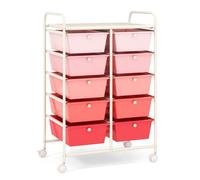 COSTWAY Tour de Rangement à Roulettes- 10 Tiroirs Amovibles 65,5 x 37 x 87 CM, Format A4 et et Lettre, Rose