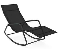 COSTWAY : transat à bascule, transat de plage, chaise longue, transat ergonomique à bascule, transat de jardin pouvant supporter jusqu'à 160 kg, transat de détente pour le jardin, la terrasse ou le ba