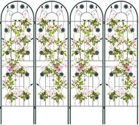 COSTWAY Treillis métallique pour 4 plantes, clôture de jardin décorative, support de plantes grimpantes indépendant, treillis de jardin à planter, treillis pour plantes grimpantes 180x50cm