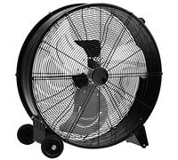 COSTWAY Ventilateur de Sol Industriel Ø65 CM 180 W, Ventilateur à Tambour avec 3 Vitesses, 3 Pales en Aluminium et Moteur en Cuivre, Brasseur d'Air avec Roulettes et Poignée Latérale (Noir)