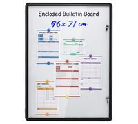 COSTWAY, vitrine d'affichage verrouillable, 96x71 cm. Boîte d'affichage magnétique avec panneau arrière effaçable, idéale pour les affichages muraux, avec cadre en aluminium