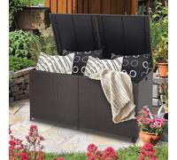 COSTWAY XXL coffre de jardin avec 662 L de capacité, coffre de rangement en rotin avec fermeture éclair & 2 roues universelles, coffre à coussins armoire de jardin coffre de jardin résistant aux intem