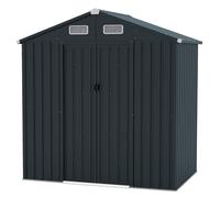 CostwayAbri à Outils de 193 x 129 x 196 cm Abri de Jardin avec Toit en Pente Portes Coulissantes Aérations Cadre en Métal Galvanisé Gris