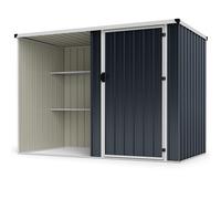 CostwayAbri de Jardin Divisé à Toit Incliné en Métal 4,08 m3, Cabane de Jardin Extérieur avec Compartiment à Porte Verrouillable 232x126x161cm Gris