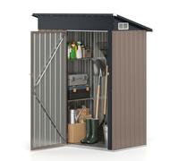 CostwayAbri de Jardin en Métal 150 x 89,5 x 186CM Abri à Outils Cabane Extérieur avec Toit Incliné et Serrure Rangement Outils de Jardin Gris Clair