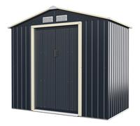 CostwayAbri de Jardin en Métal 2,71 ? 213 x 127 x 195 cm avec 2 Portes Coulissantes Verrouillables 4 Trous d?Aération Gris pour Vélo