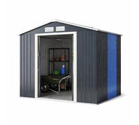 CostwayAbri de Jardin en Métal 4,07 ? 213 x 191 x 195 cm avec 2 Portes Coulissantes Verrouillables 4 Trous d?Aération Gris pour Vélo