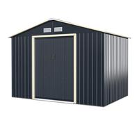 CostwayAbri de Jardin en Métal 5,29 ?277 x 191 x 202 cm avec 2 Portes Coulissantes Verrouillables 4 Trous d?Aération Gris pour Vélo