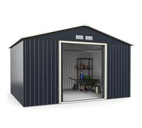 CostwayAbri de Jardin en Métal 8,67 ? 340 x 255 x 210 cm avec 2 Portes Coulissantes Verrouillables 4 Trous d?Aération Gris pour Vélo