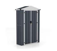 CostwayAbri de Jardin en Métal Étanche Cabane de Jardin Extérieur avec Toit Incliné et Porte Verrouillable 126x41x185cm Gris