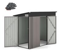 CostwayAbri de Jardin Extérieur Abri à Outils de Jardin avec 2 Portes Design Incliné Aérations Cadre en Métal Galvanisé 235x117x185cm Brun