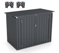 CostwayAbri de Stockage en Métal Galvanisé pour Poubelles Extérieur Abri de Jardin Verrouillable avec Toit Ouvert 2 Portes 172X95,5X130CM Gris