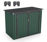 CostwayAbri de Stockage en Métal Galvanisé pour Poubelles Extérieur Abri de Jardin Verrouillable avec Toit Ouvert 2 Portes 172X95,5X130 CM Vert