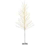 CostwayArbre de Bouleau Éclairé de 155 Cm Arbre de Noël Artificiel avec 168 Lumières Led Blanc Chaud Piquets en Métal Décoration de Fête de Noël