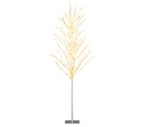 CostwayArbre de Bouleau Éclairé de 186 Cm Arbre de Noël Artificiel avec 168 Lumières Led Blanc Chaud Piquets en Métal Décoration de Fête de Noël
