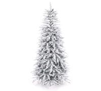 CostwayArbre de Noël 526 Branches PVC Ignifuge Support Métallique Idéal pour Chambre Fêtes Extérieur Blanc
