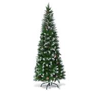 CostwayArbre de Noël Artificiel 220CM Aiguilles en PVC avec Neige 720 Branches Support Métallique pour Maison Bureau Magasins Vert