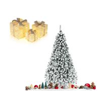 CostwayArbre de Noël Artificiel 225 CM avec 450 LED 1010 Branches + Ensemble de 3 Boîtes Cadeaux de Noël Illuminées Boîtes Festives Pré-éclairées