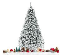 CostwayArbre de Noël Artificiel 225 CM avec 450 LED 1010 Branches Matériel PVC Sapin de Noël avec Socle en Métal Décoration de Noël