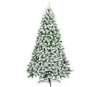 COSTWAY Sapin de Noël Artificiel Enneigé 225CM avec 928 Branches Aiguilles en PVC, Support Métallique Pliable pour Décoration Noël